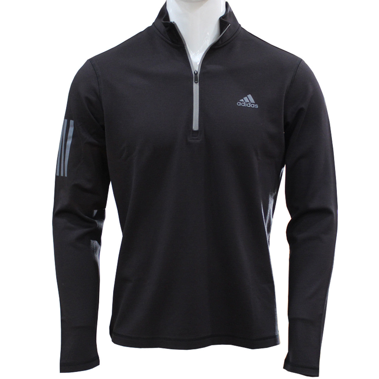 3-Stripes Quarter-Zip Pullover - Black, men golf