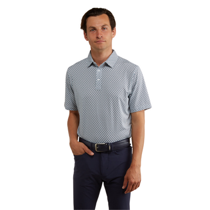 Venetian Print Polo-White