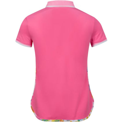 RLX-Women's Short Sleeve Performance Pique Shirt Tail Polo - Neon Pink / Sandy Lane Tie Dye