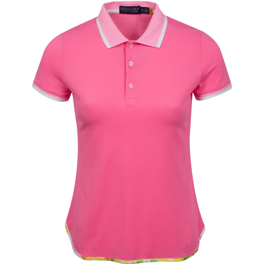 RLX-Women's Short Sleeve Performance Pique Shirt Tail Polo - Neon Pink / Sandy Lane Tie Dye