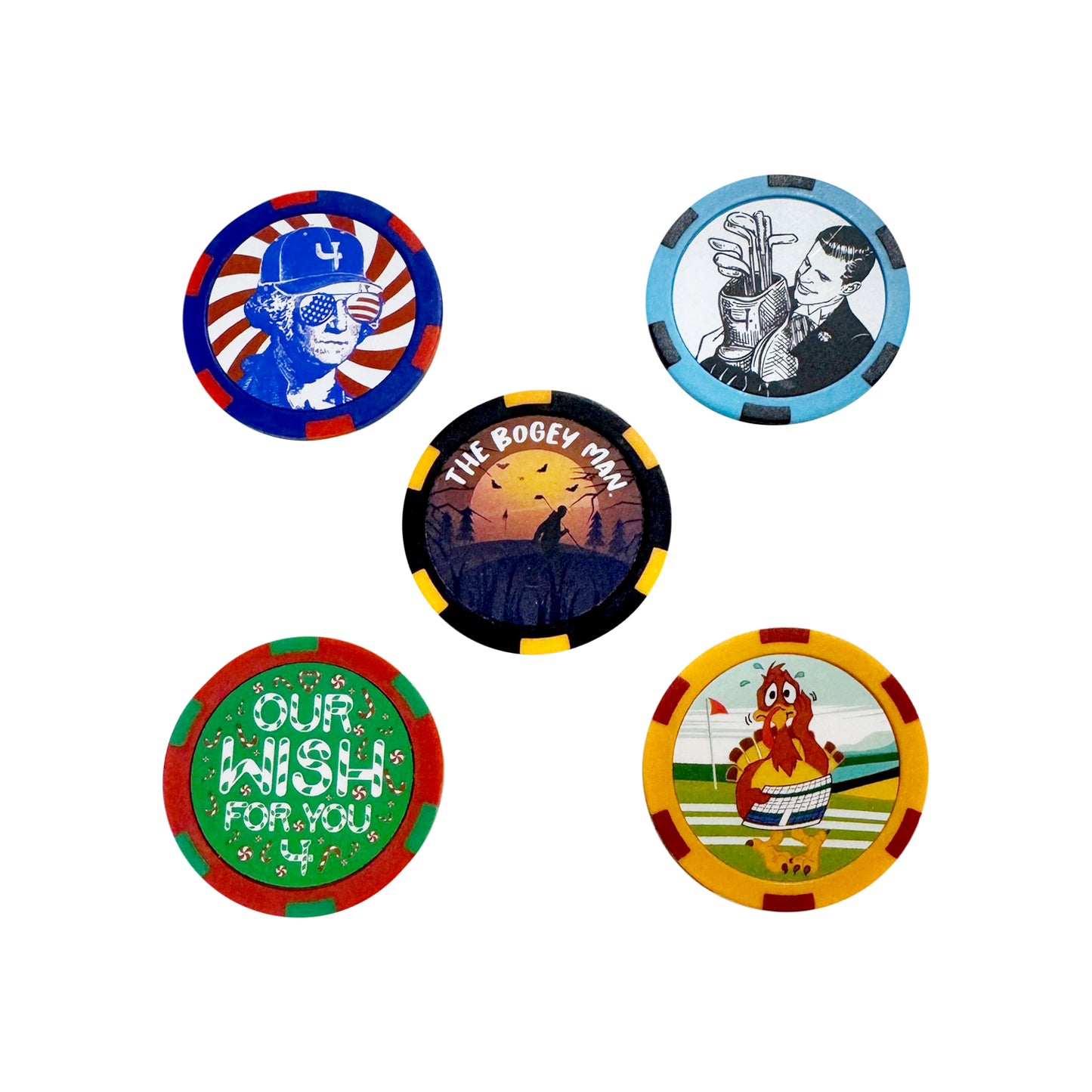 5-Pack "Poker Chip" Ball Markers